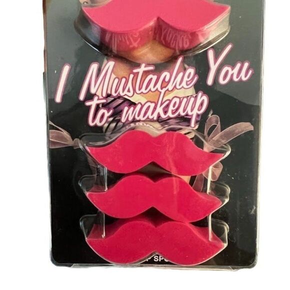 3 Packages Cricket "I Mustache‎ You to Makeup" Mustache Shape MakeUp Sponges NEW - Picture 2 of 4